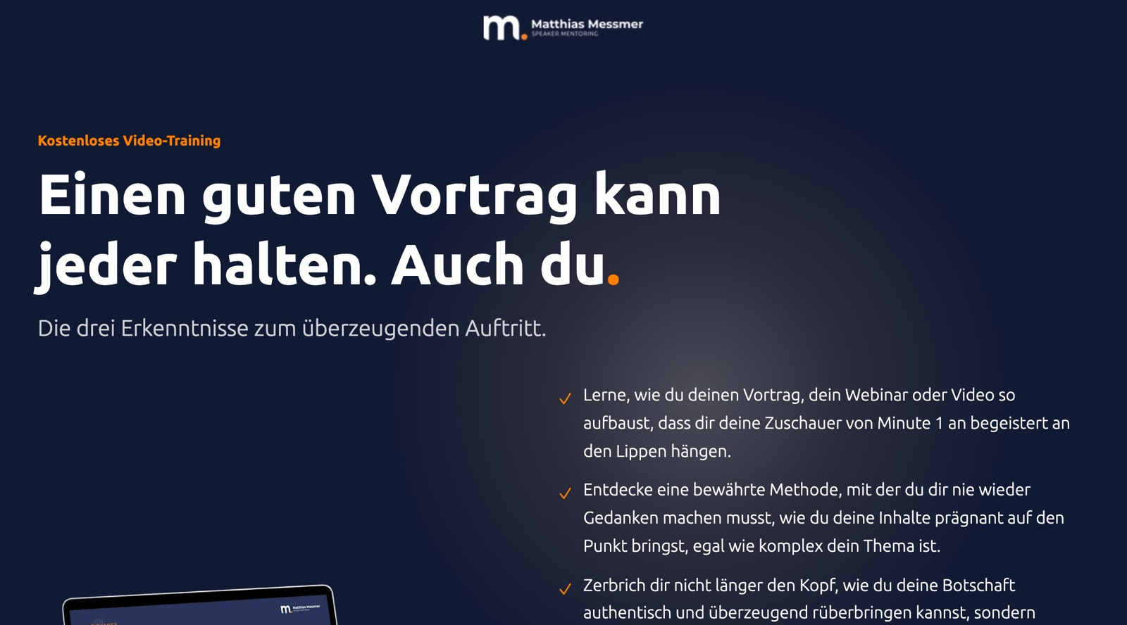 Anmeldeseite für das kostenlose Video-Training von Matthias Messmer